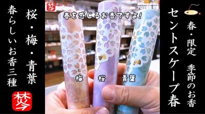 ★Youtube登録★【春のお香】季節限定の梅と桜と青葉のお香3種