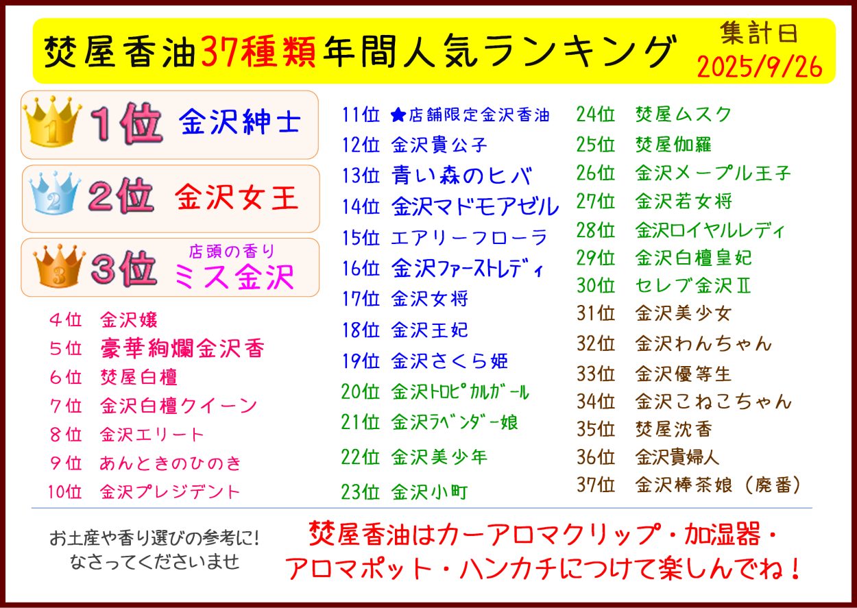 金沢のお香とアロマの香り専門店(石川県金沢市)・金沢観光地・金沢の観光スポット武家屋敷跡近く・人気でおすすめのお土産処-お香専門店のアロマ香房焚屋
