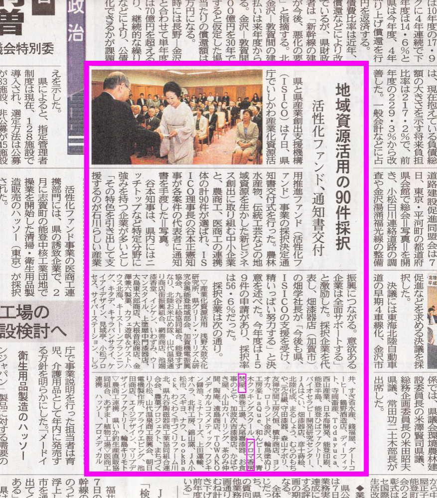 活性化ファンド 新聞掲載