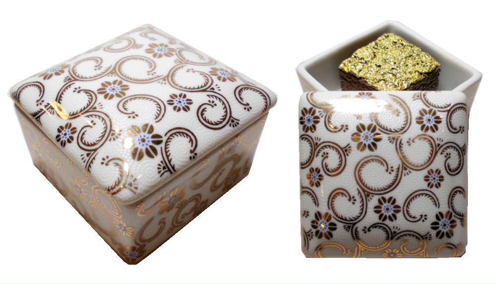 伝統工芸九谷焼 G-CUBE 香箱 唐草五彩 白色