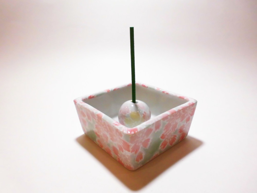 伝統工芸 美濃焼 香彩器角型-桜