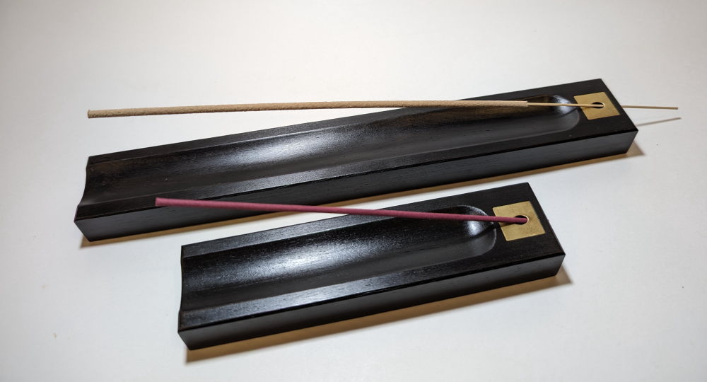 高級素材 黒壇のロングお香立て